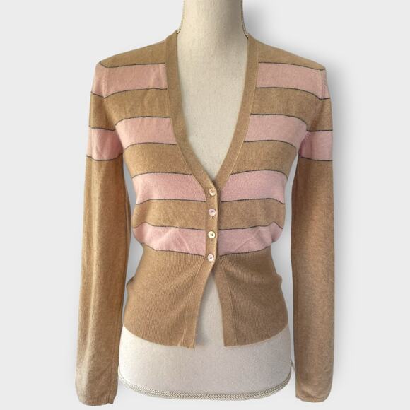 Brunello Cucinelli 100% Cashmere Striped Rugby Cardigan Sweater Size Small - Picture 1 of 12